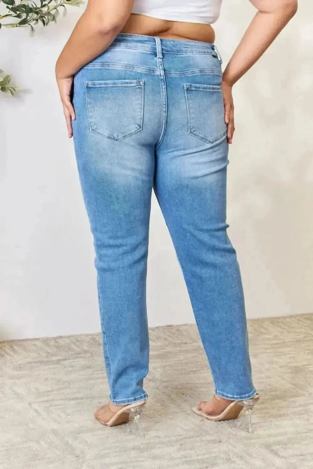 RISEN Full Size Mid Rise Skinny Jeans - Bad Moms Club