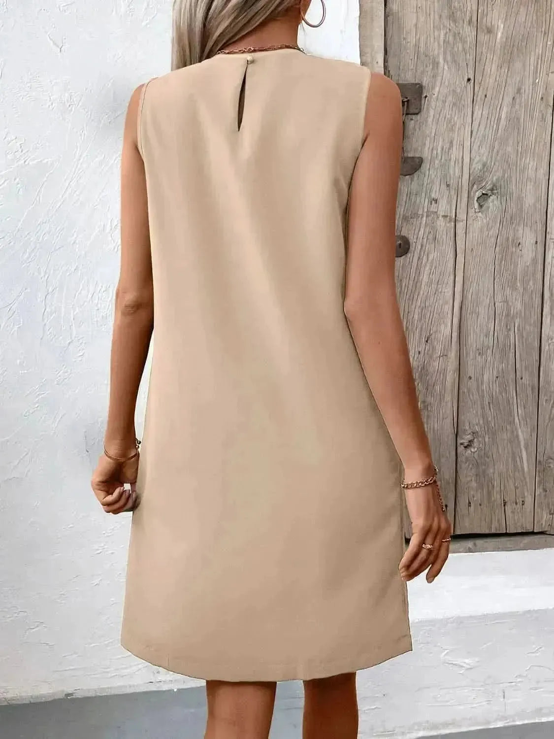Ivy Lane Pocketed Round Neck Sleeveless Mini Dress - Bad Moms Club