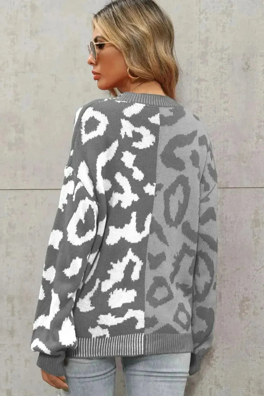 Leopard Button Front Ribbed Trim Cardigan - Bad Moms Club