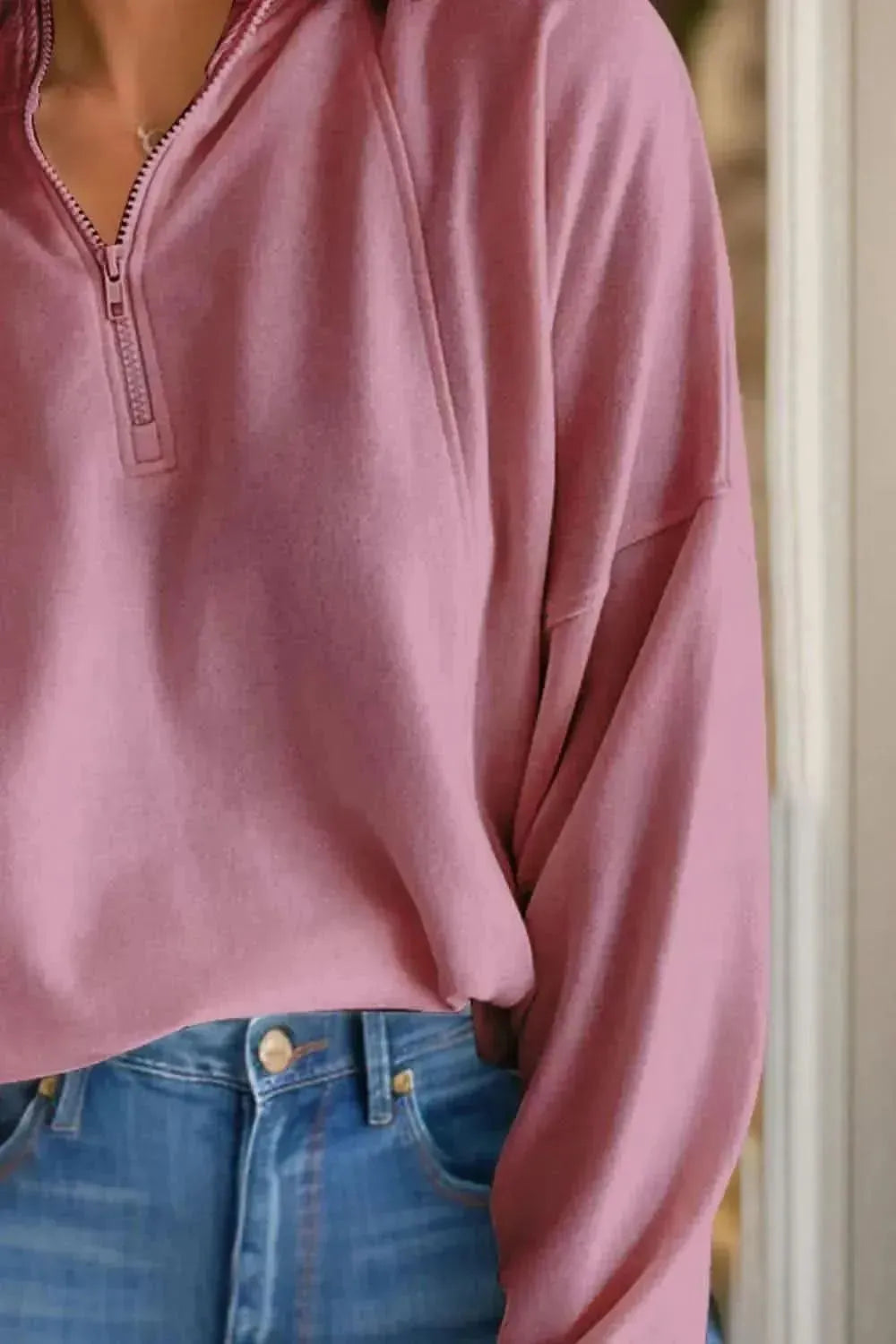 Half Zip Long Sleeve Sweatshirt - Bad Moms Club