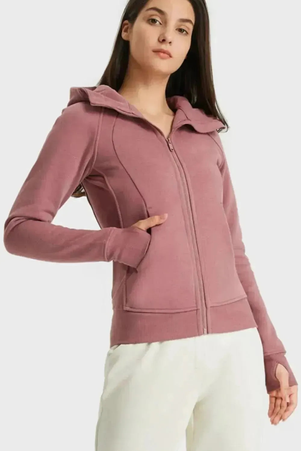 Zip Up Seam Detail Hooded Sports Jacket - Bad Moms Club