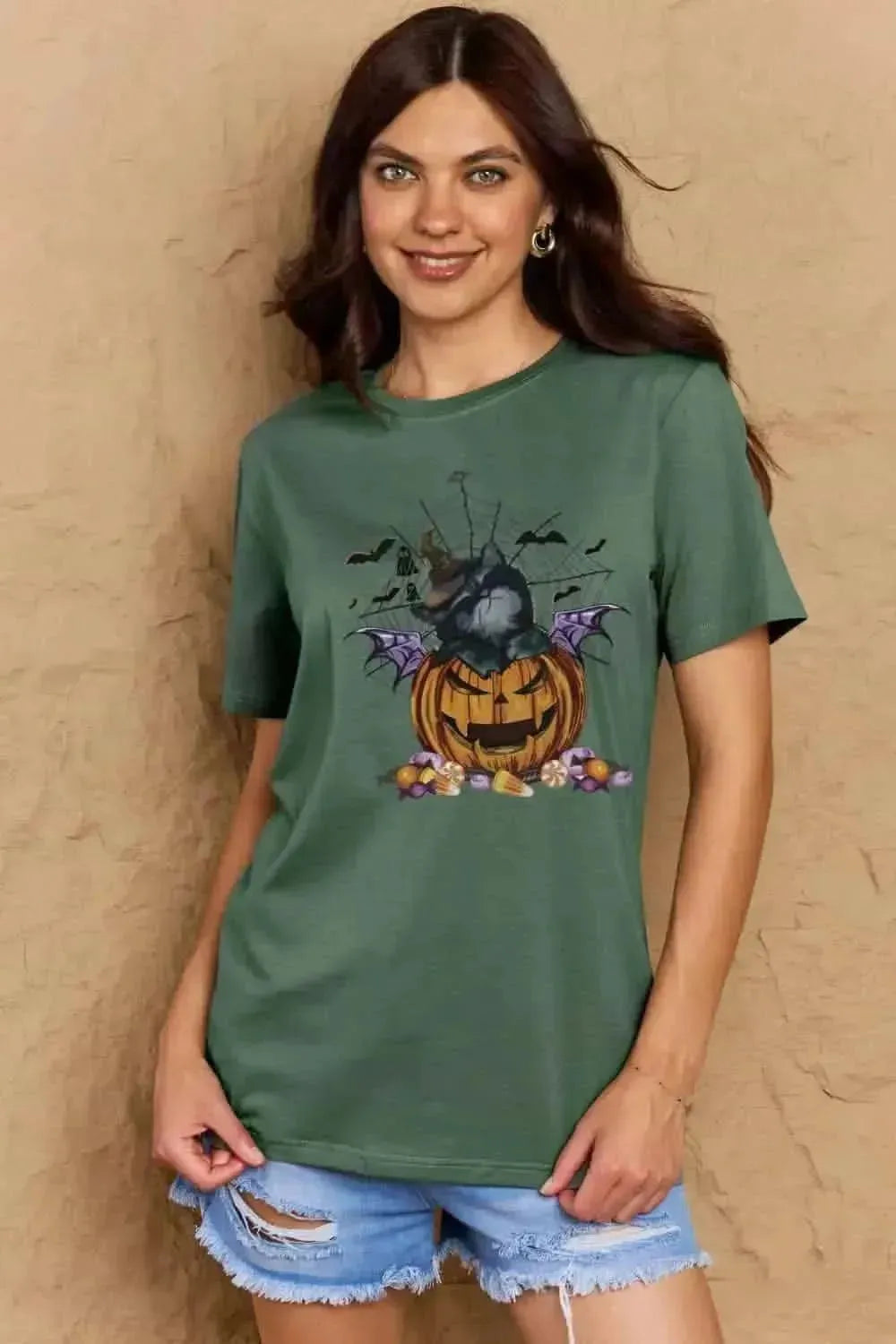Simply Love Full Size Jack-O'-Lantern Graphic T-Shirt - Bad Moms Club