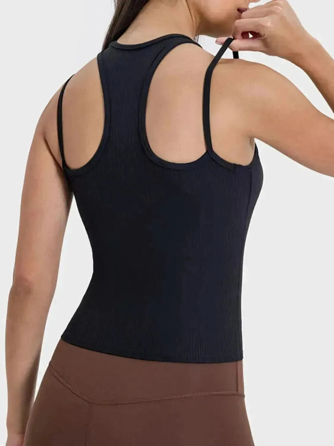 Cutout Round Neck Racerback Active Tank - Bad Moms Club