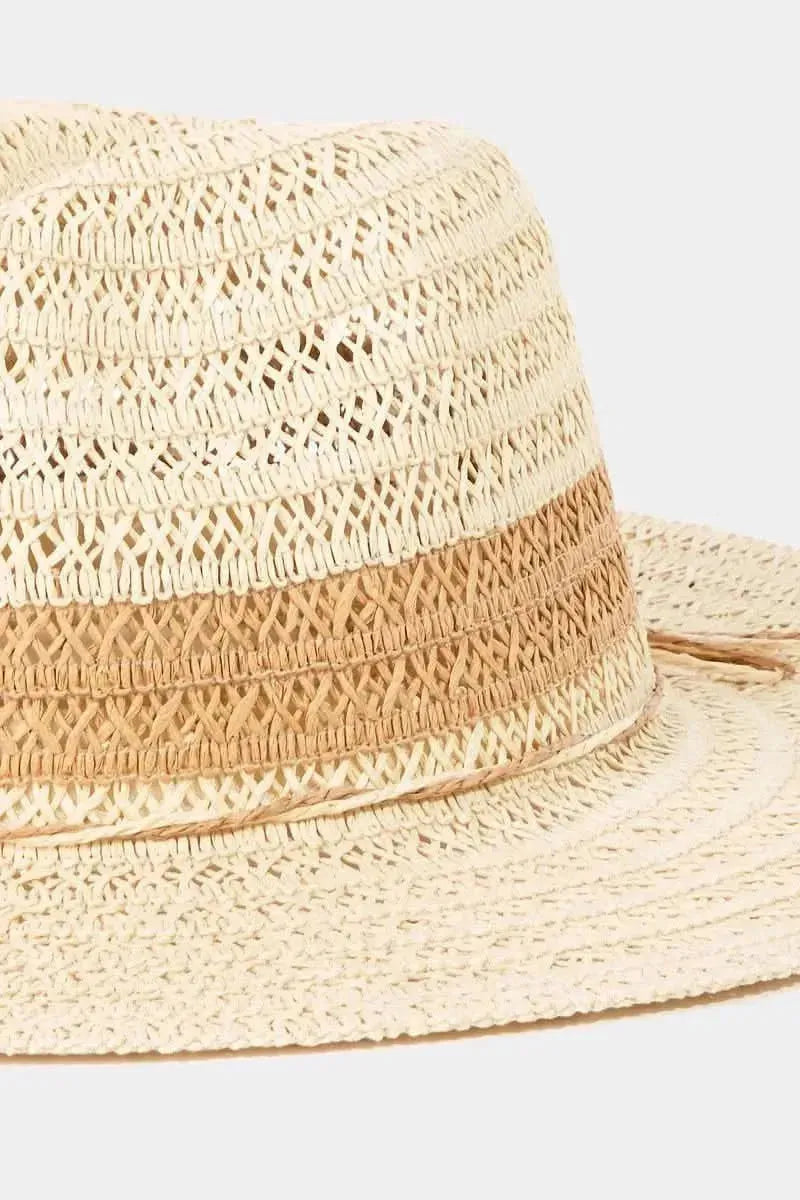 Fame Contrast Straw Braided Sun Hat - Bad Moms Club