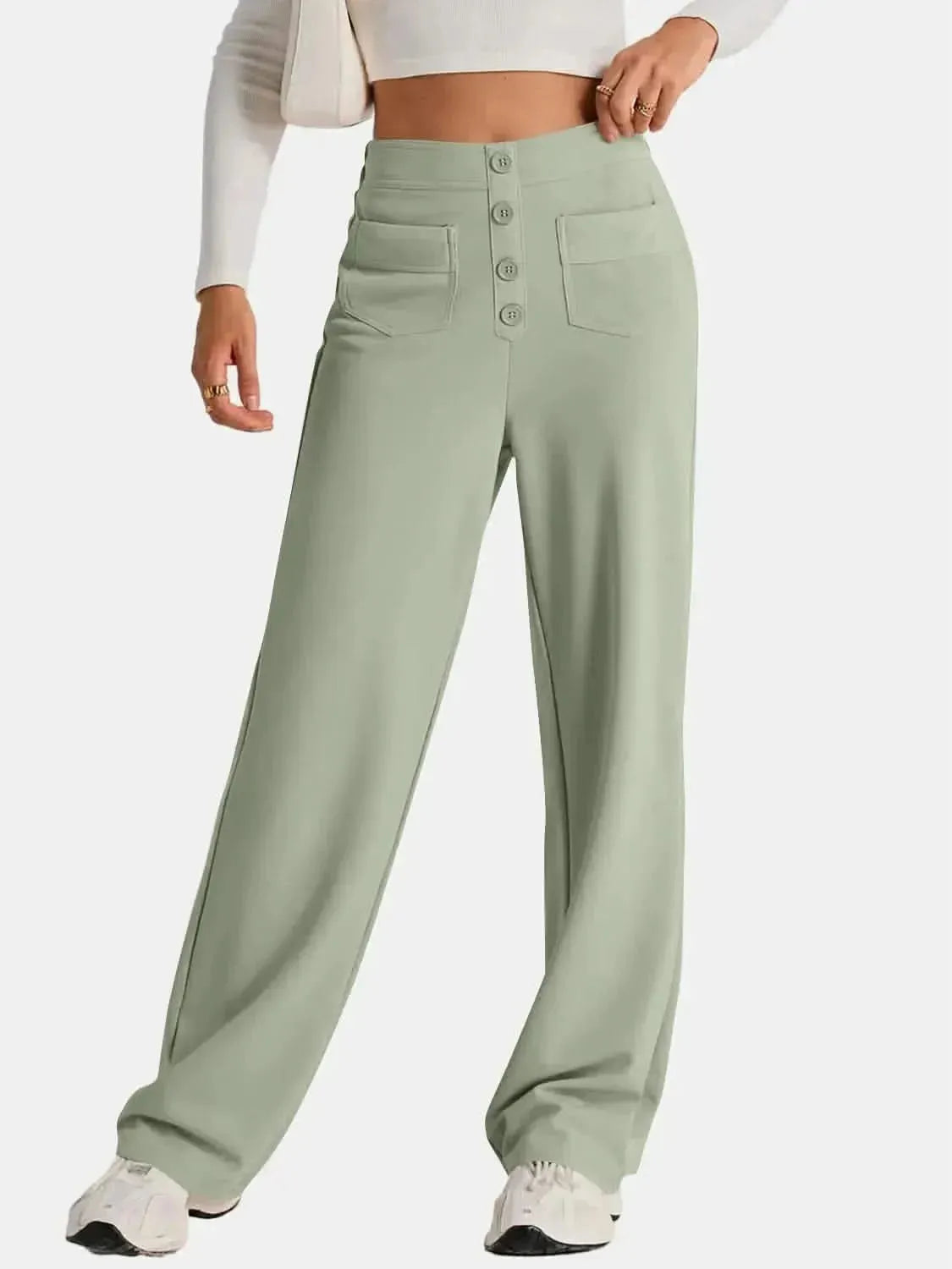 High Waist Wide Leg Pants - Bad Moms Club