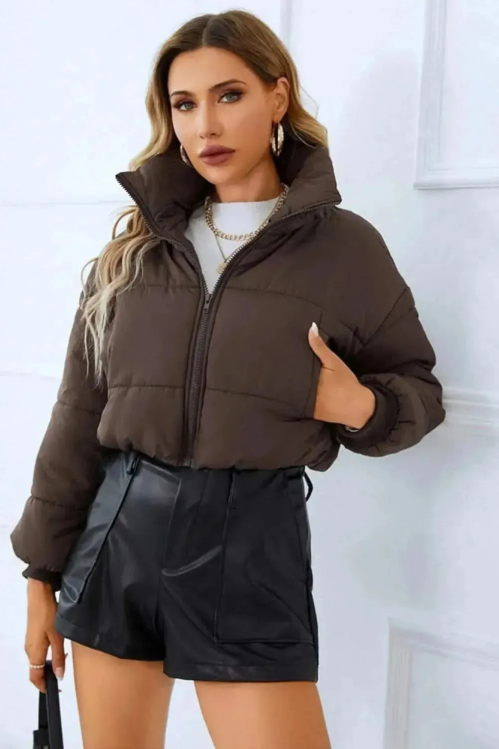 Zip-Up Winter Coat with Pockets - Bad Moms Club