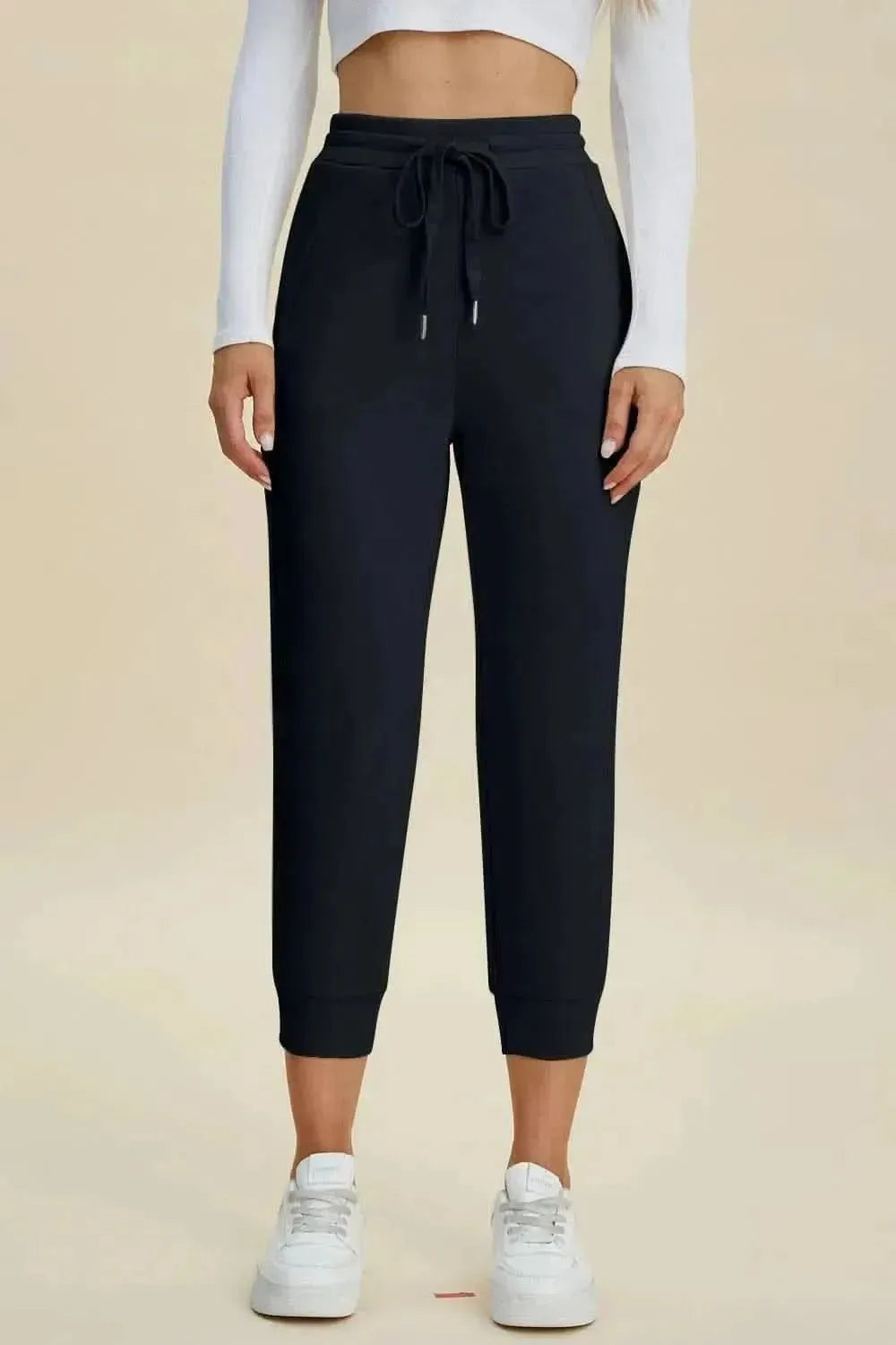 Basic Bae Full Size Air Scuba Drawstring High Waist Cropped Pants - Bad Moms Club