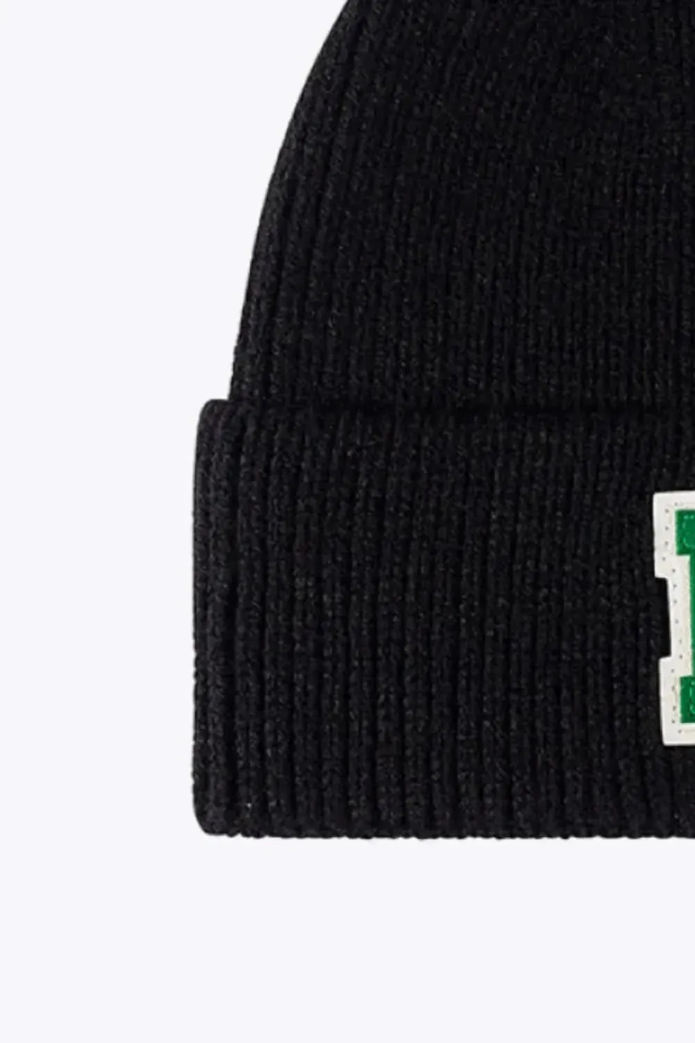 Letter Patch Cuffed Knit Beanie - Bad Moms Club