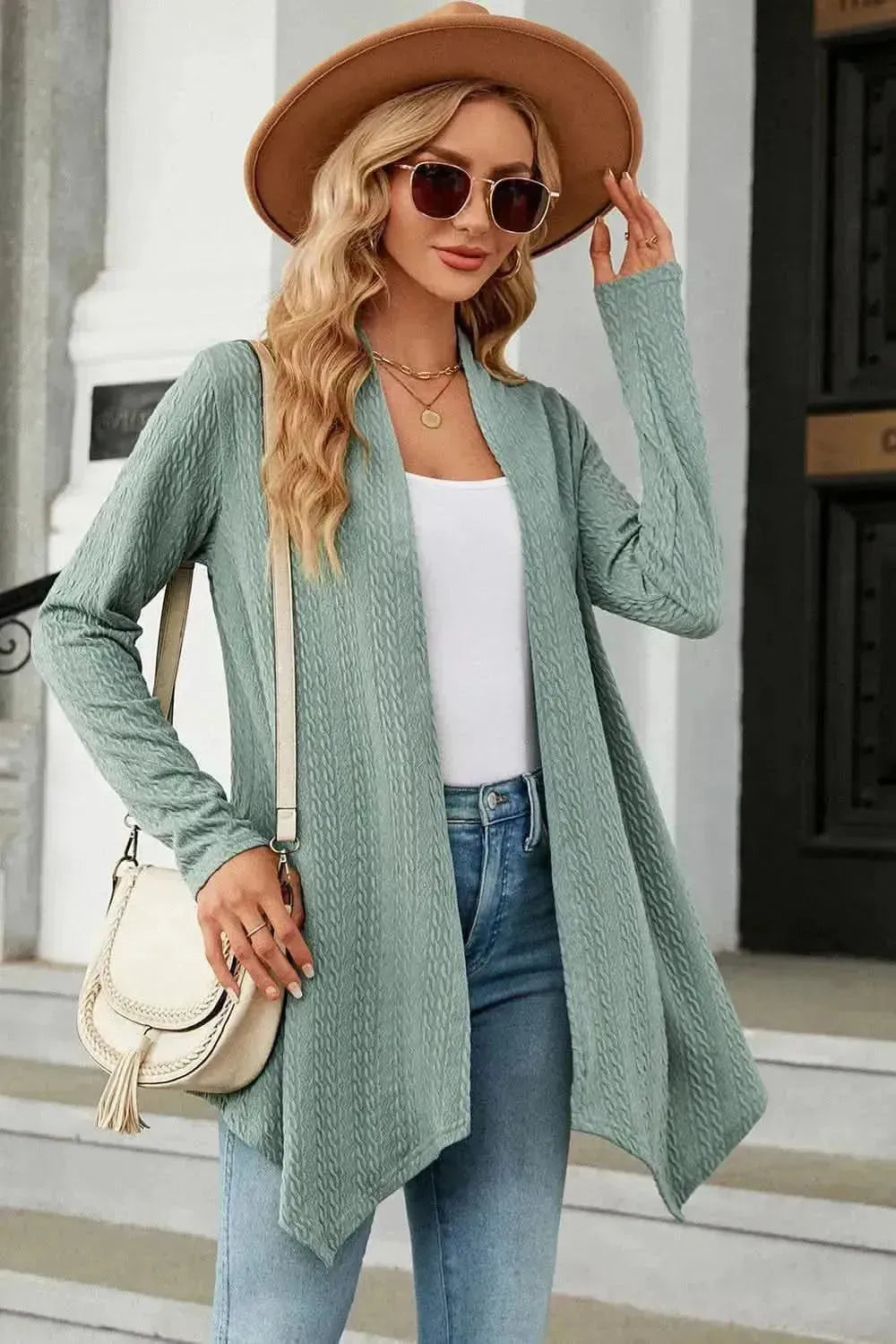 Open Front Long Sleeve Cardigan - Bad Moms Club