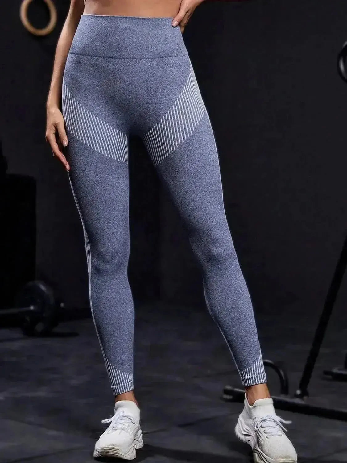 Striped High Waist Active Pants - Bad Moms Club