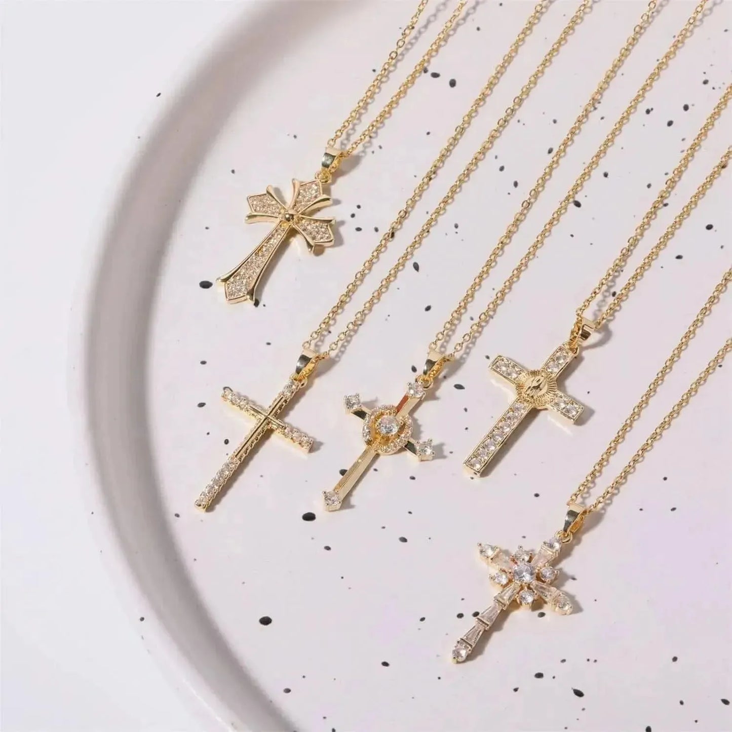 Stainless Steel Inlaid Zircon Cross Necklace - Bad Moms Club