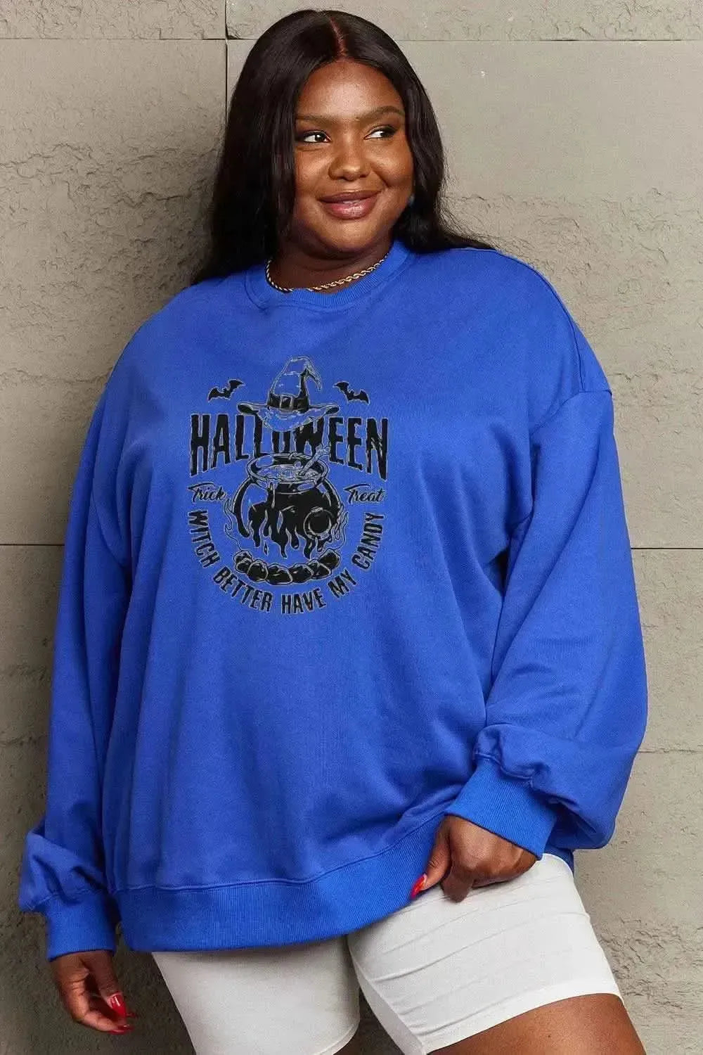Simply Love Full Size Graphic Round Neck Sweatshirt - Bad Moms Club