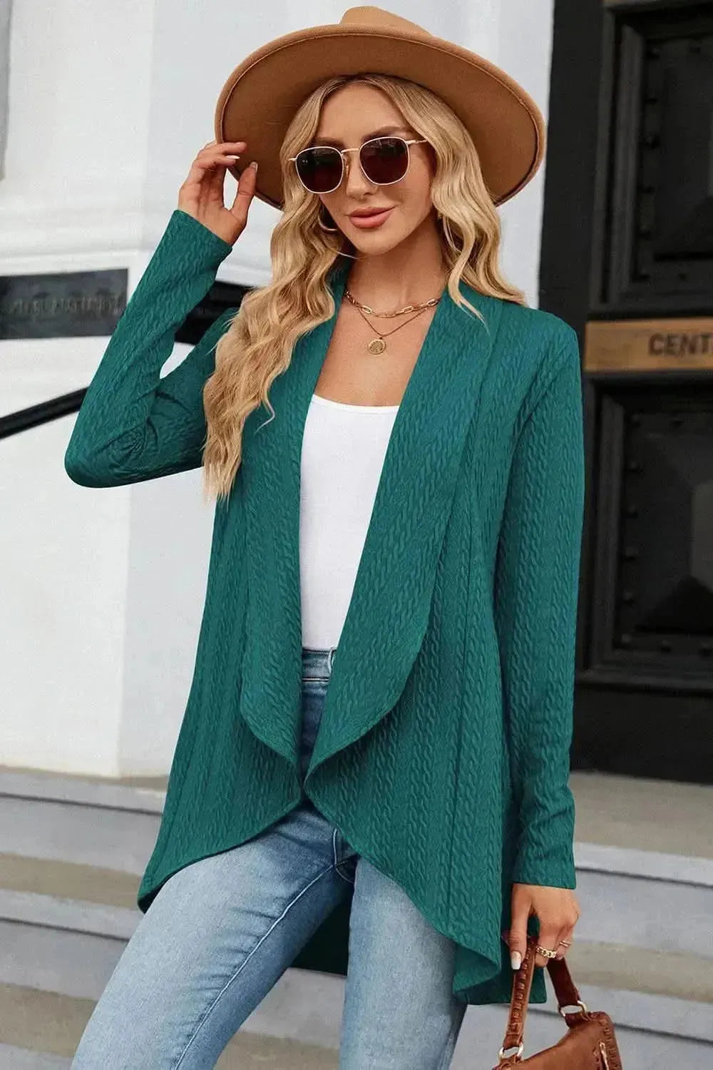 Open Front Long Sleeve Cardigan - Bad Moms Club