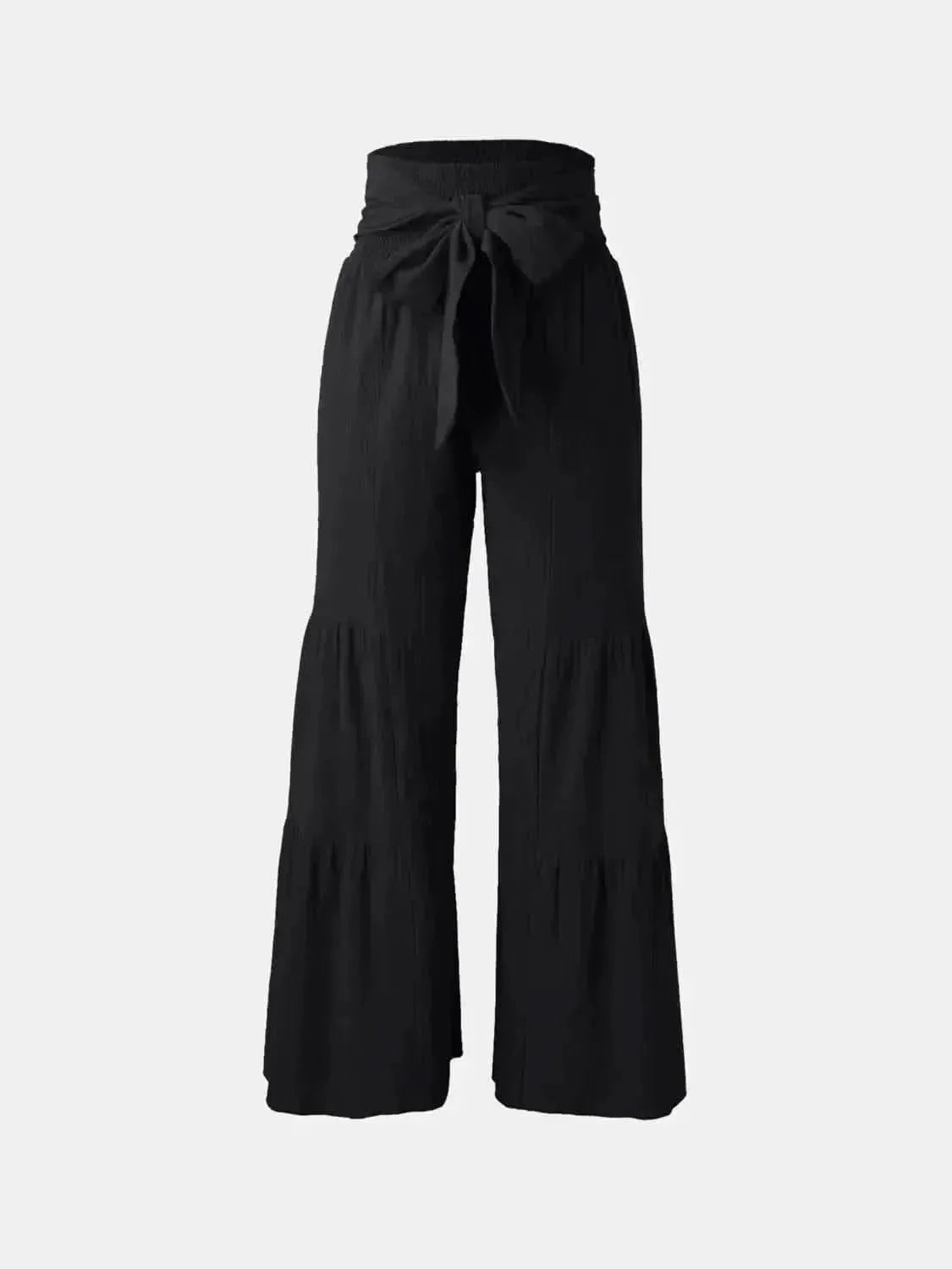 Tied Ruched Wide Leg Pants - Bad Moms Club