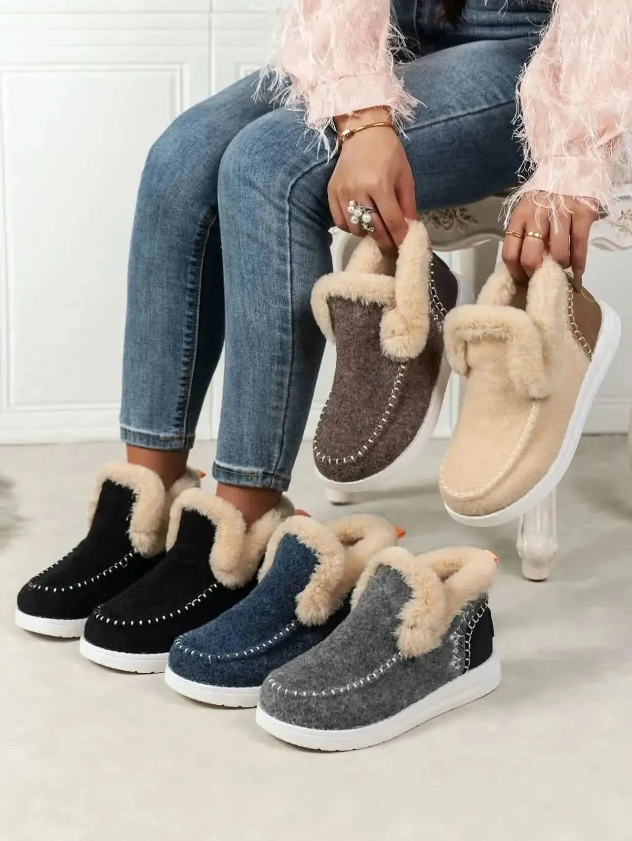 Furry Suede Round Toe Flat Sneakers - Bad Moms Club