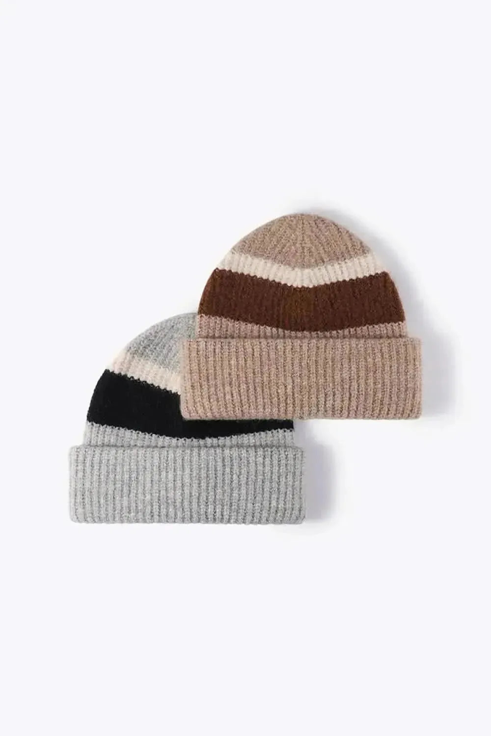 Tricolor Cuffed Knit Beanie - Bad Moms Club