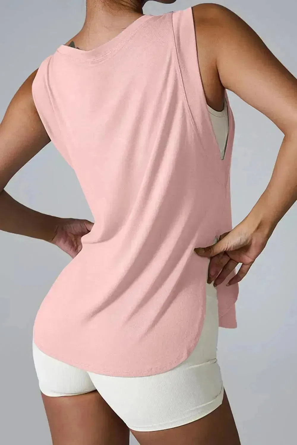 Slit Round Neck Active Tank - Bad Moms Club