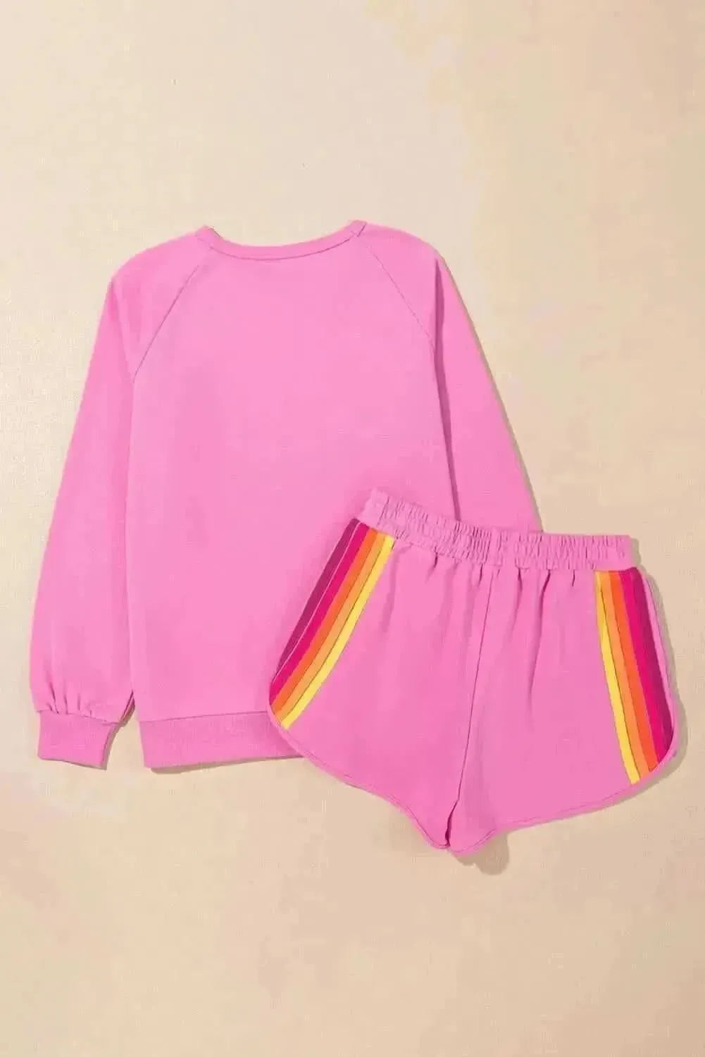 Full Size Contrast Striped Round Neck Top and Shorts Set - Bad Moms Club