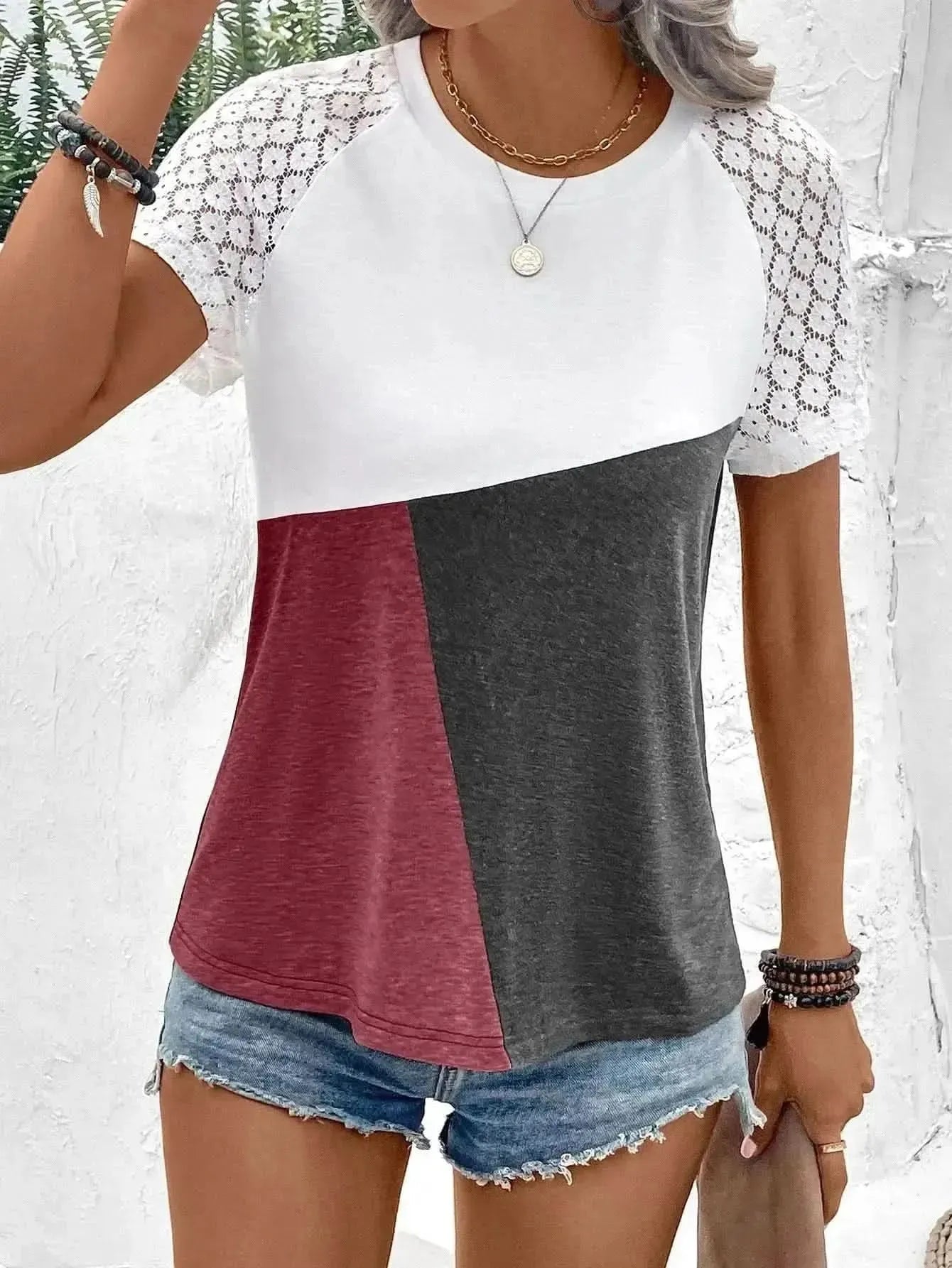 Ivy Lane Color Block Raglan Sleeve Round Neck Tee - Bad Moms Club