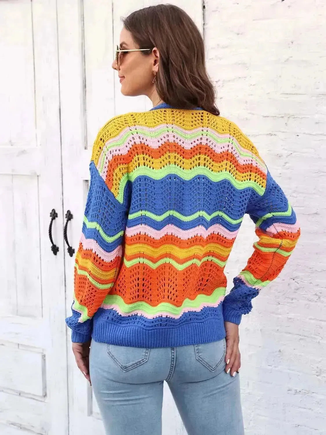 Open Front Openwork Cardigan - Bad Moms Club