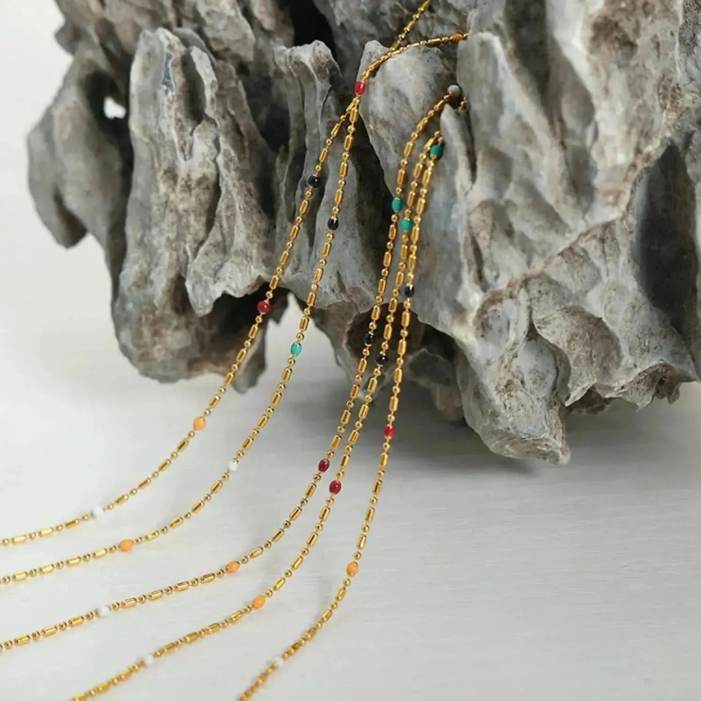 18K Gold-Plated Oil Drip Bead Necklace - Bad Moms Club