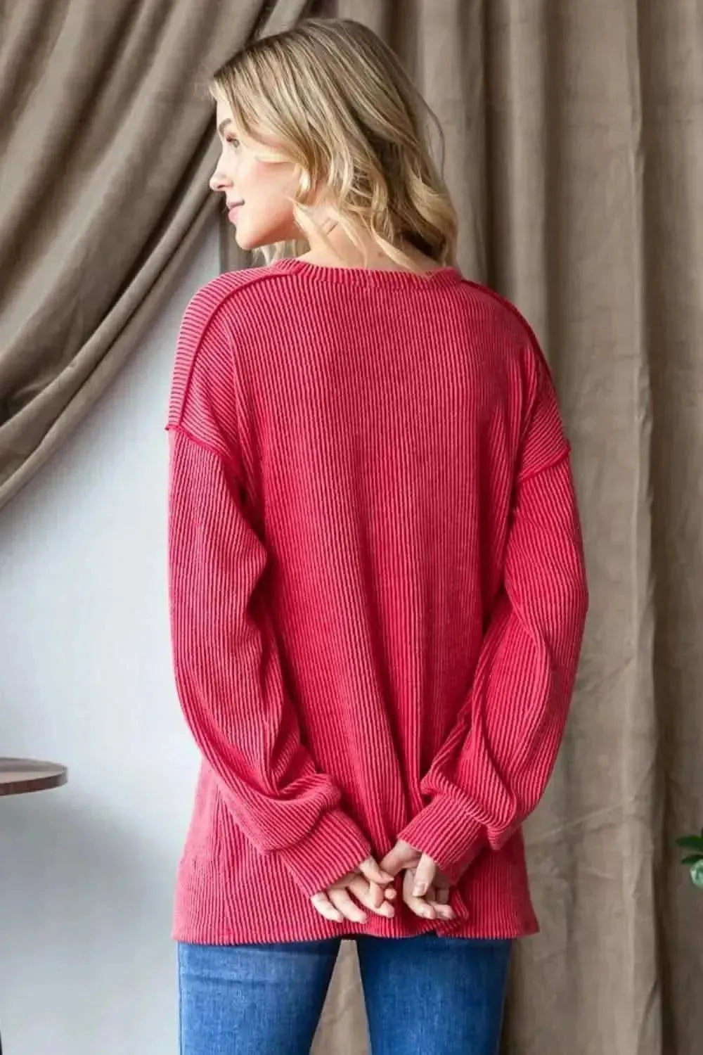 Heimish Ribbed Exposed Seam Long Sleeve T-Shirt - Bad Moms Club