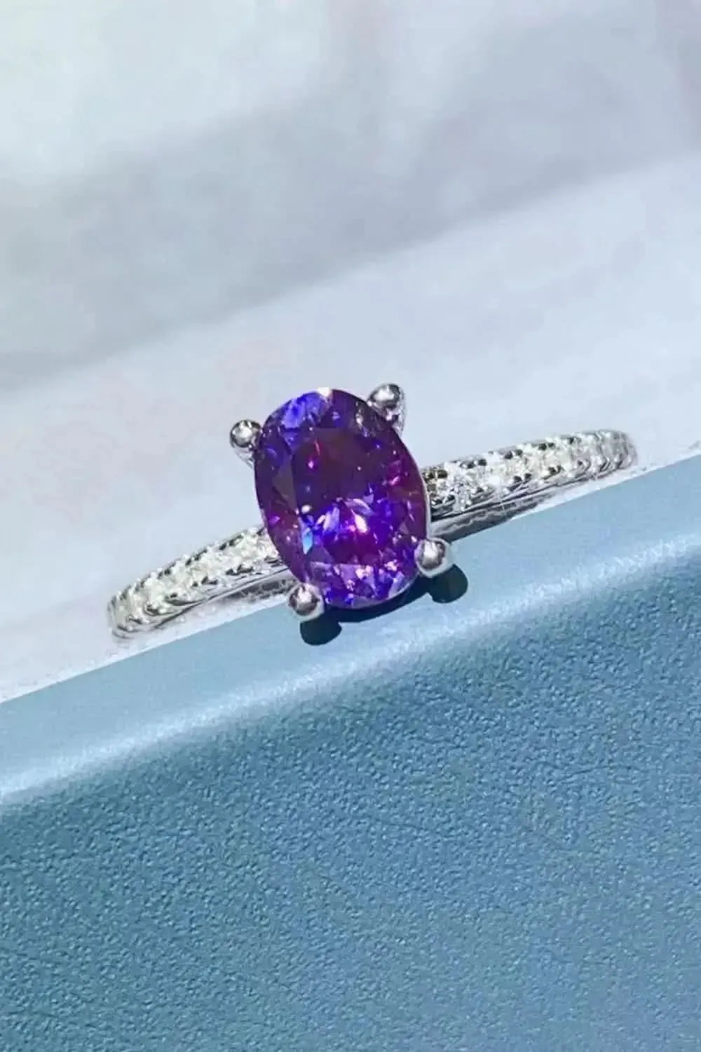 1 Carat Purple Moissanite 4-Prong Ring - Bad Moms Club