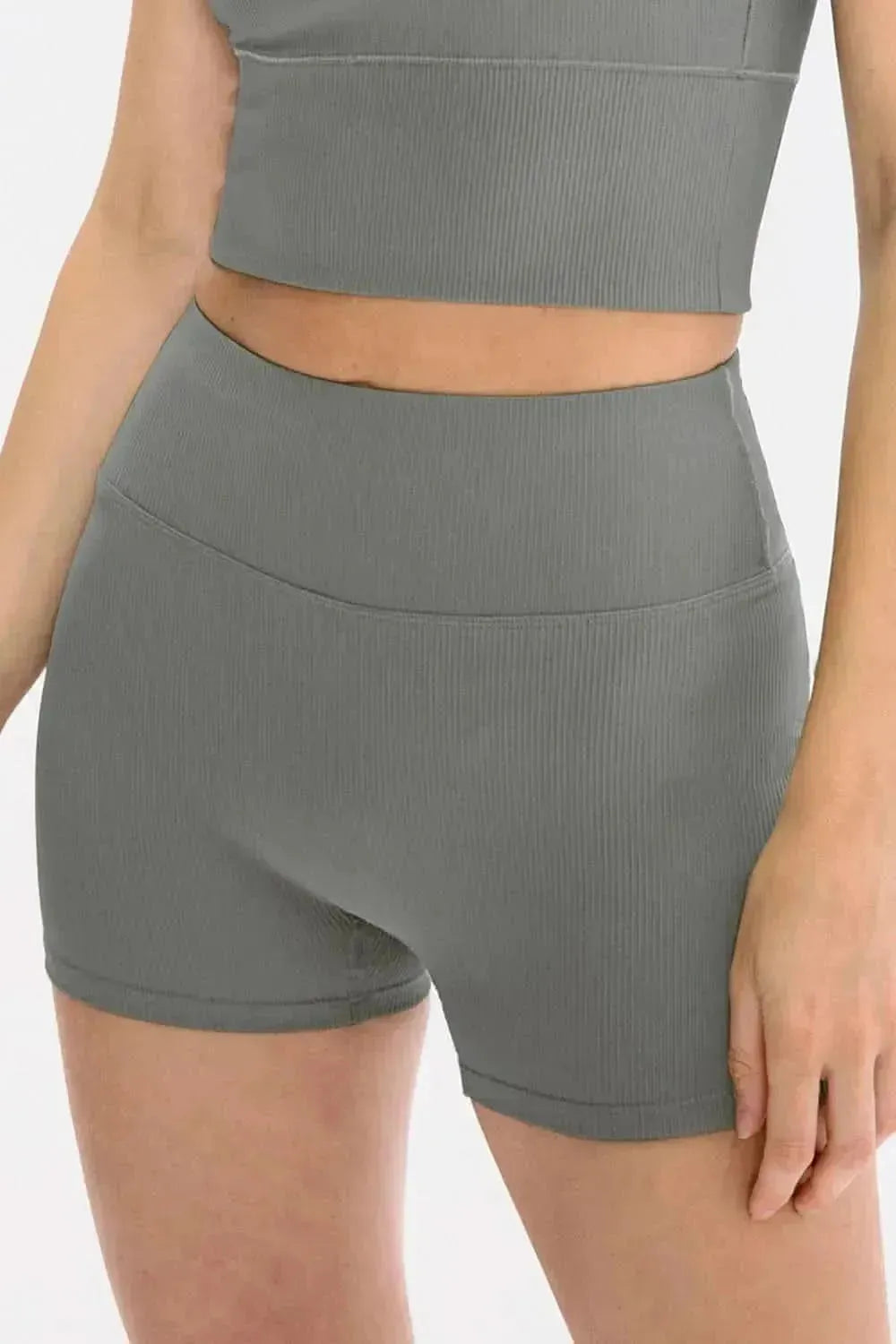 Slim Fit Wide Waistband Sports Shorts - Bad Moms Club