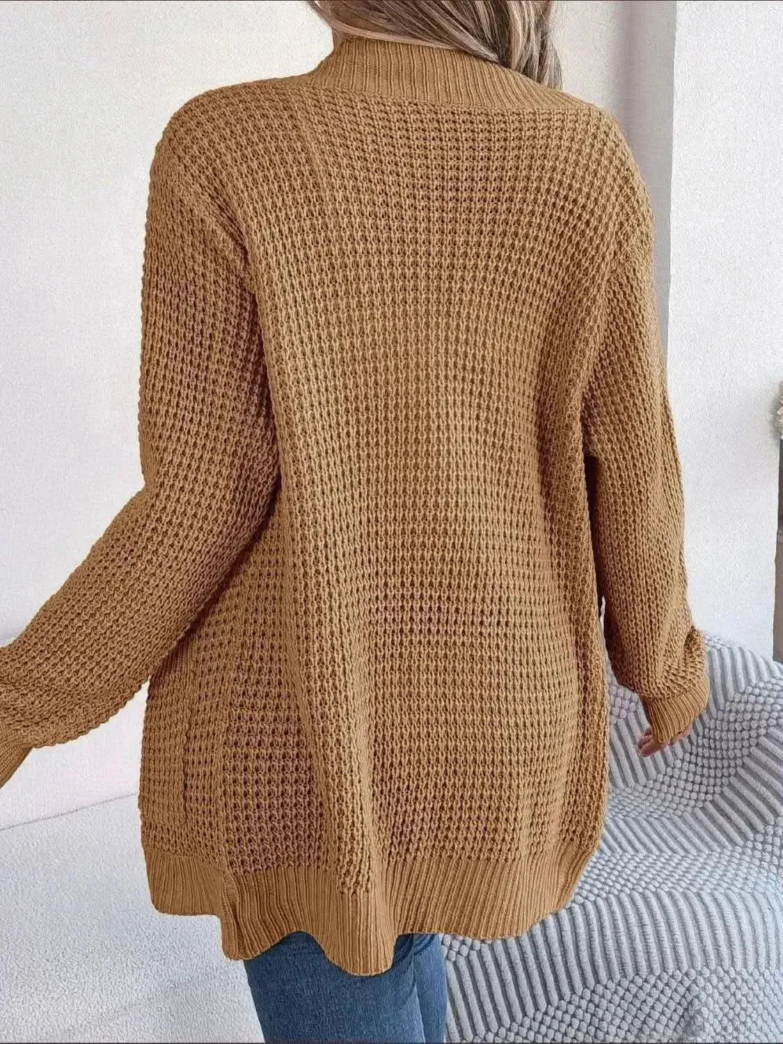 Open Front Long Sleeve Cardigan with Pockets - Bad Moms Club