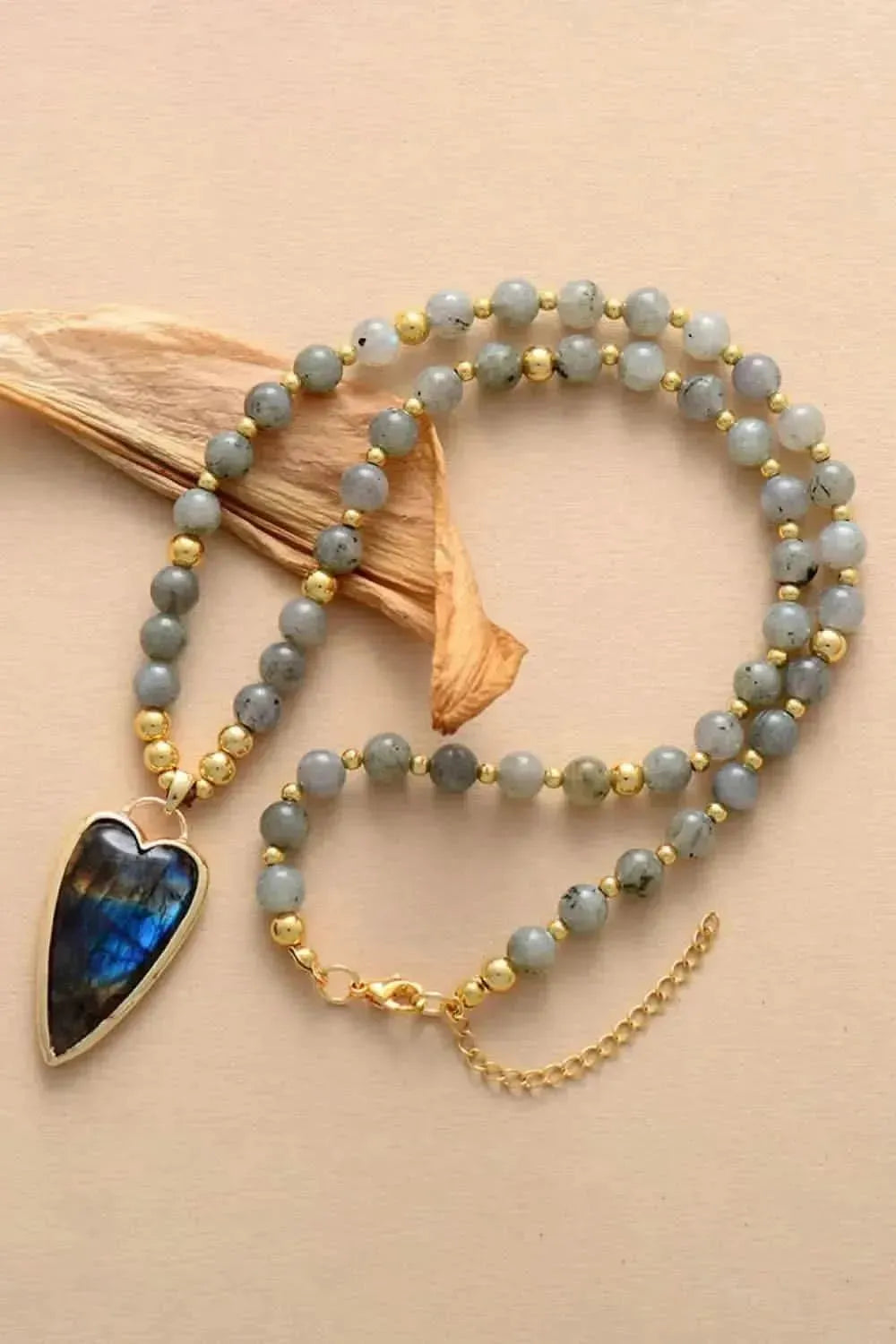 Natural Stone Pendant Beaded Necklace - Bad Moms Club