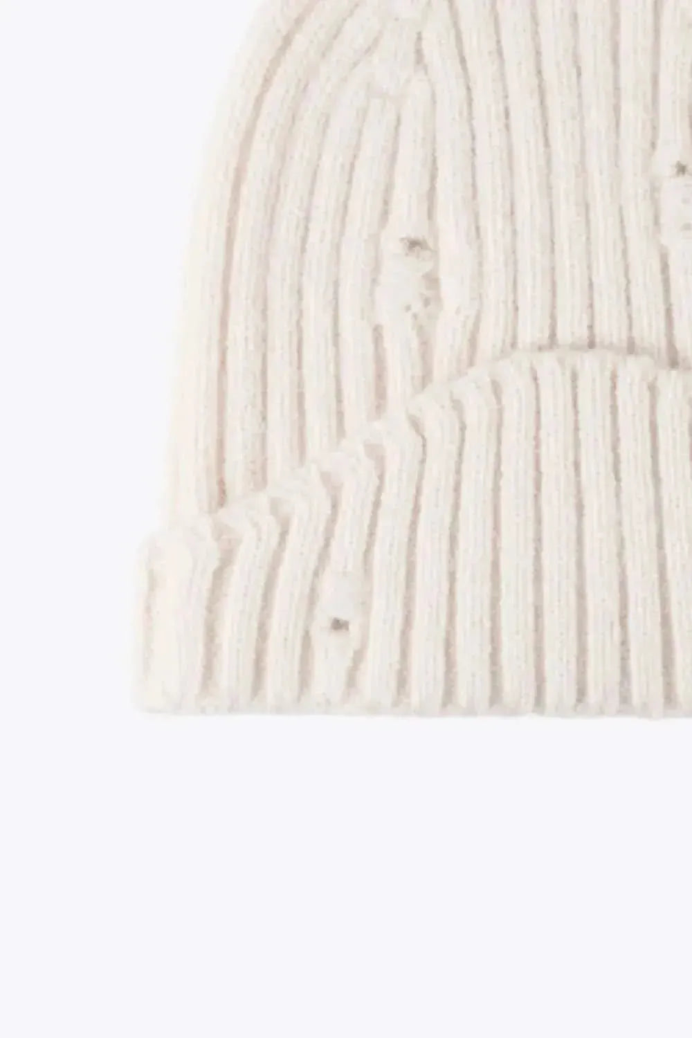 Distressed Rib-Knit Beanie - Bad Moms Club