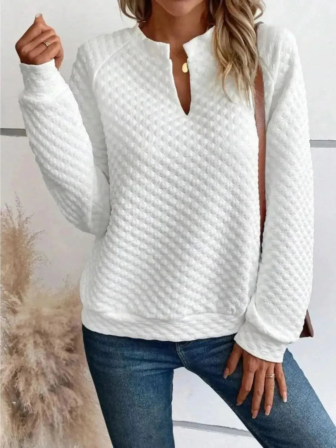 Notched Long Sleeve Sweatshirt - Bad Moms Club