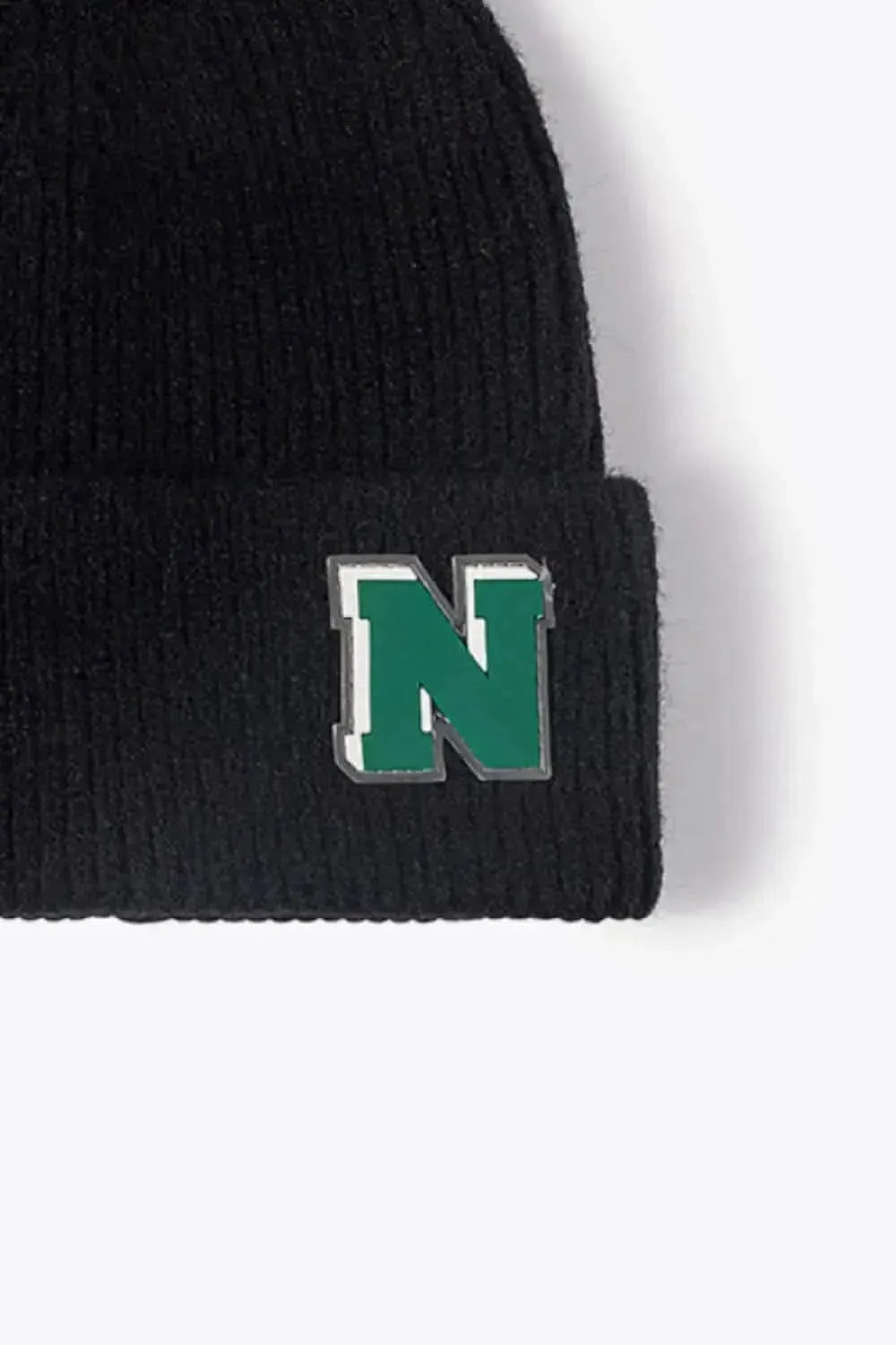 Letter N Patch Cuffed Knit Beanie - Bad Moms Club