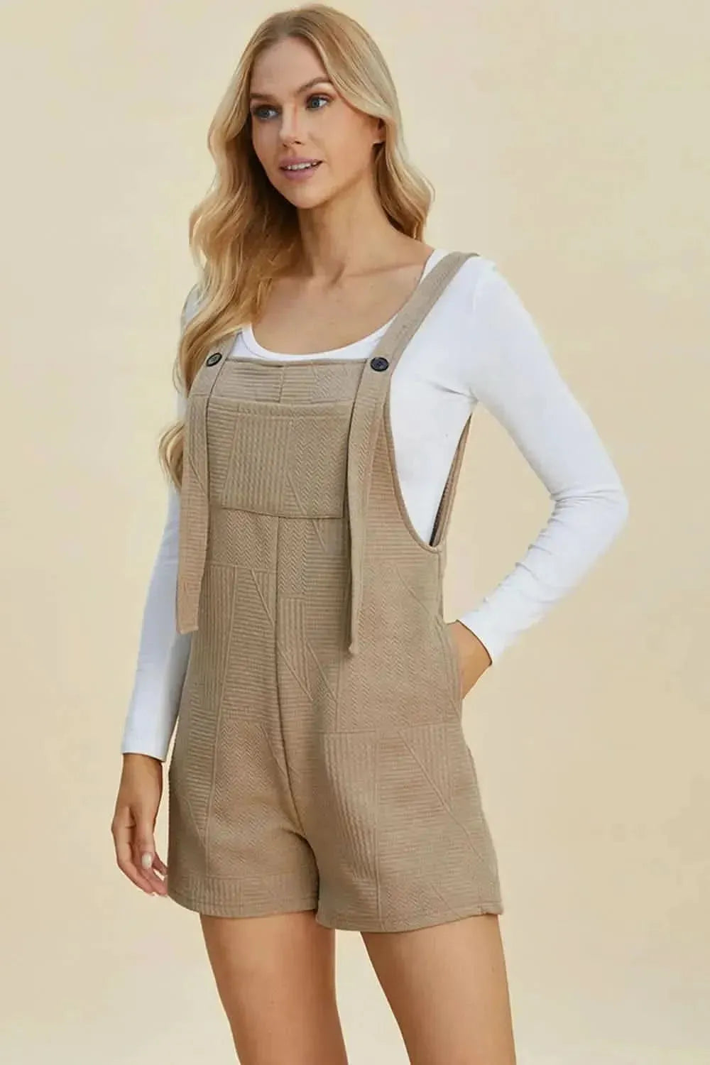 Double Take Full Size Texture Sleeveless Romper - Bad Moms Club