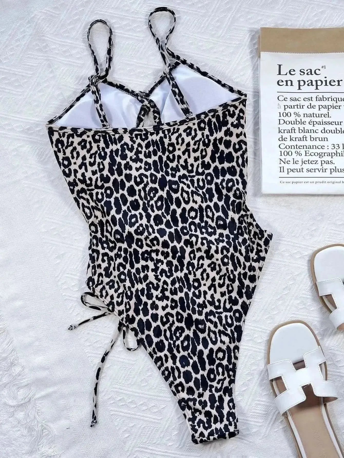 Leopard Cutout Tied One-Piece Swimsuit - Bad Moms Club