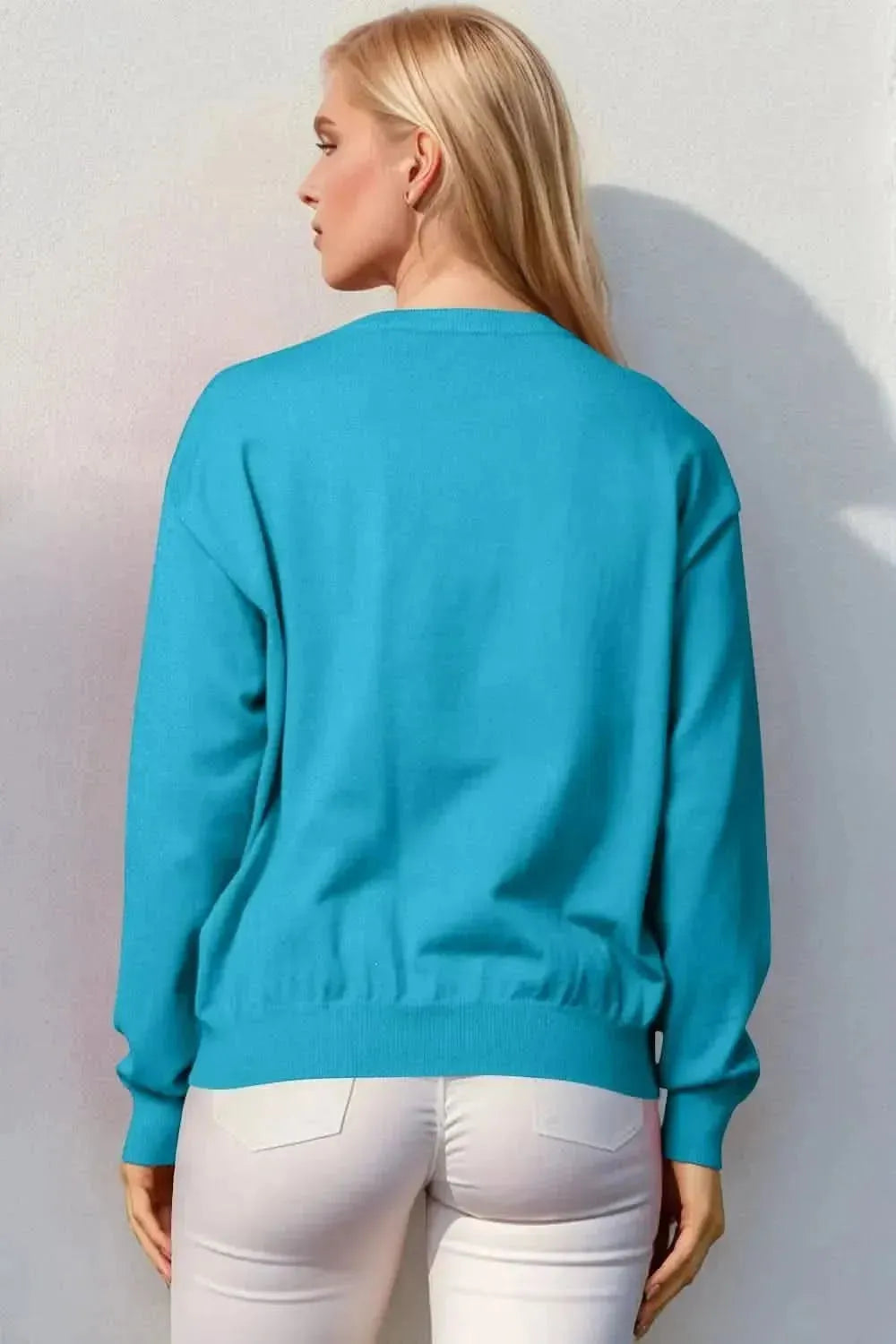 Double Take Full Size Nutcracker Sequin Long Sleeve Sweater - Bad Moms Club