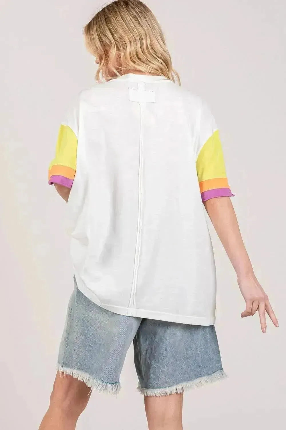 SAGE + FIG Color Block Peace Applique T-Shirt - Bad Moms Club