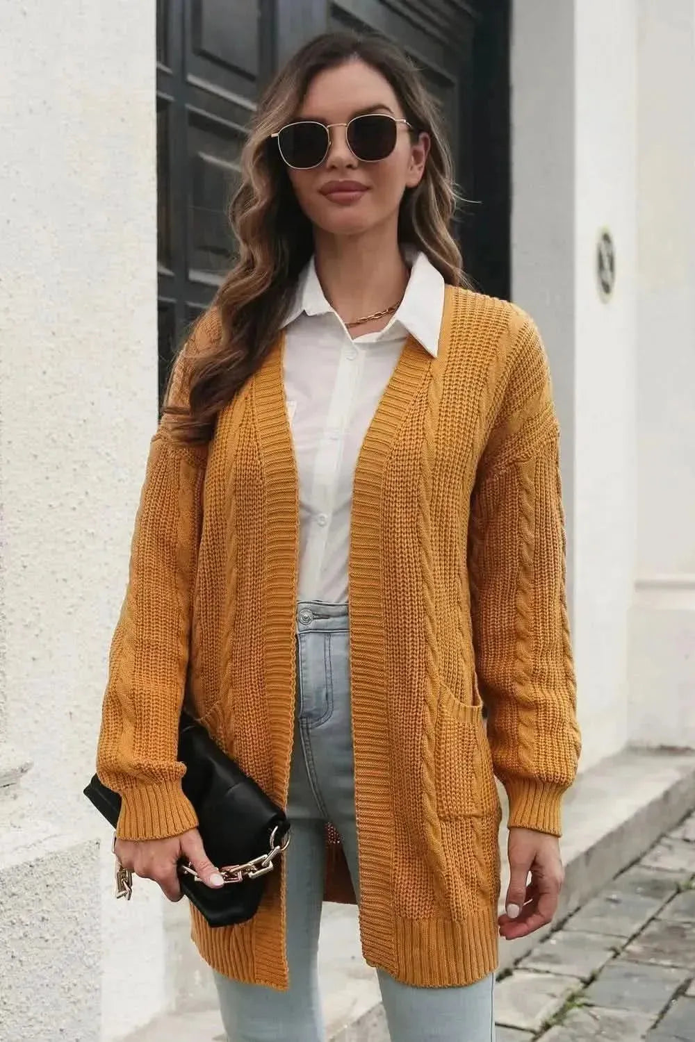 Open Front Longline Cardigan with Pockets - Bad Moms Club