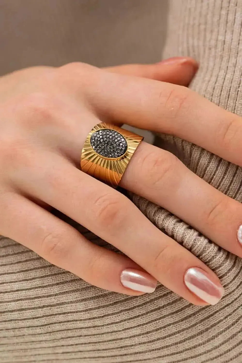 Wide Band Stainless Steel Open Ring - Bad Moms Club