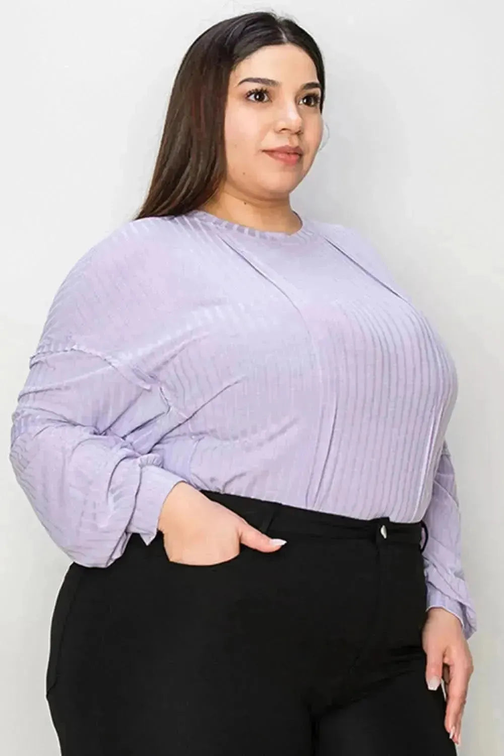 Basic Bae Full Size Ribbed Round Neck Long Sleeve T-Shirt - Bad Moms Club
