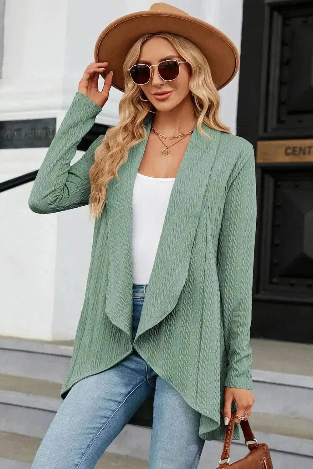 Open Front Long Sleeve Cardigan - Bad Moms Club