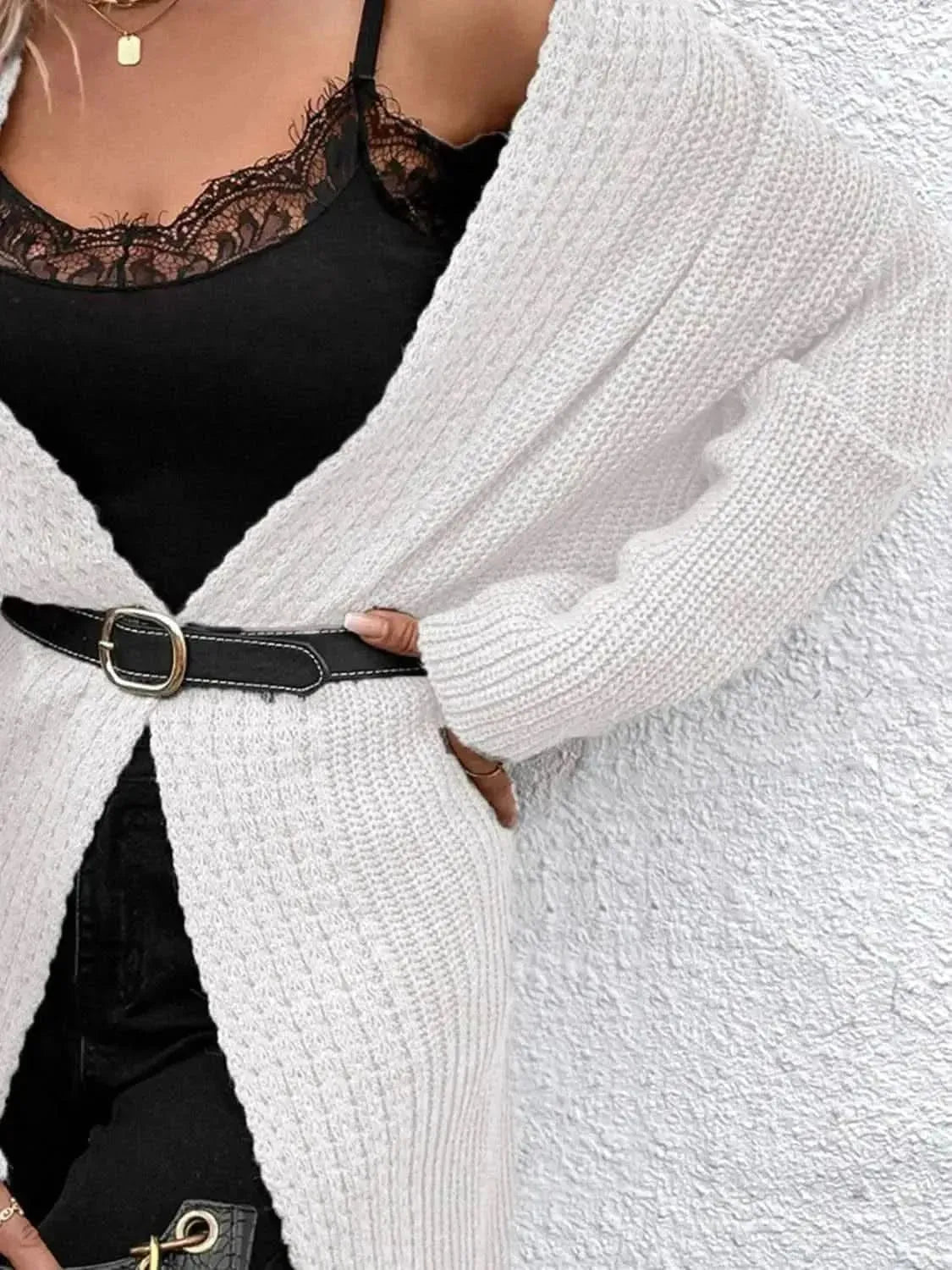 Open Front Dropped Shoulder Longline Cardigan - Bad Moms Club