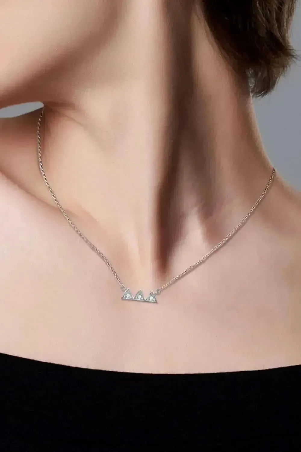 Moissanite Triangle Platinum-Plated Necklace - Bad Moms Club