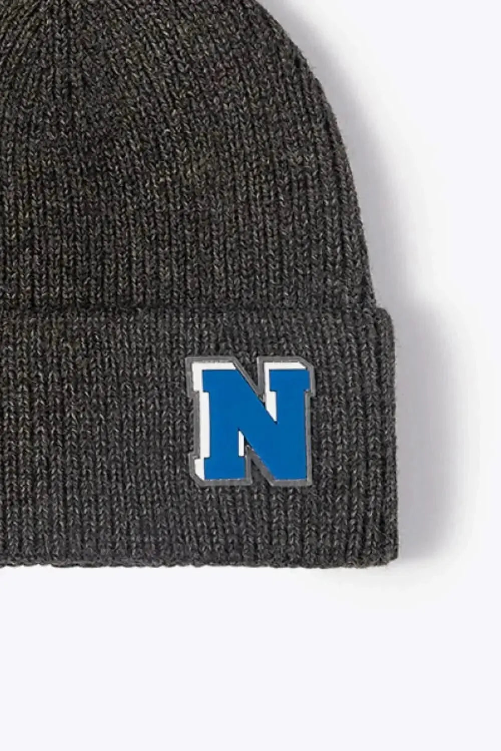 Letter N Patch Cuffed Knit Beanie - Bad Moms Club