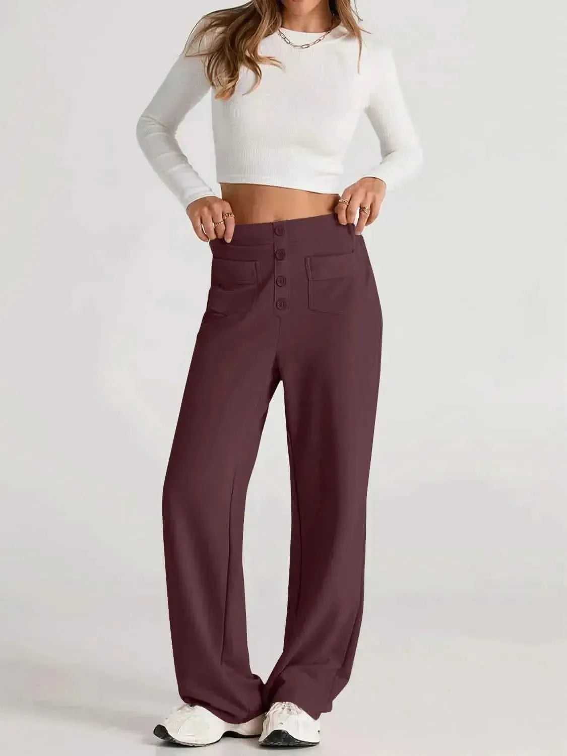 High Waist Wide Leg Pants - Bad Moms Club