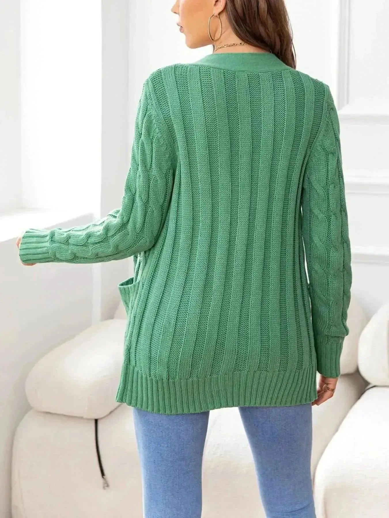 Button Down Cable-Knit Cardigan - Bad Moms Club