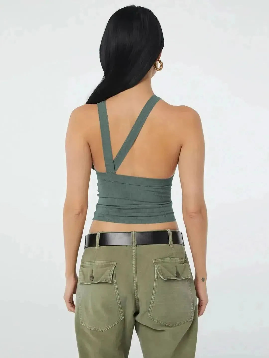 Halter Neck Ribbed Cropped Top - Bad Moms Club