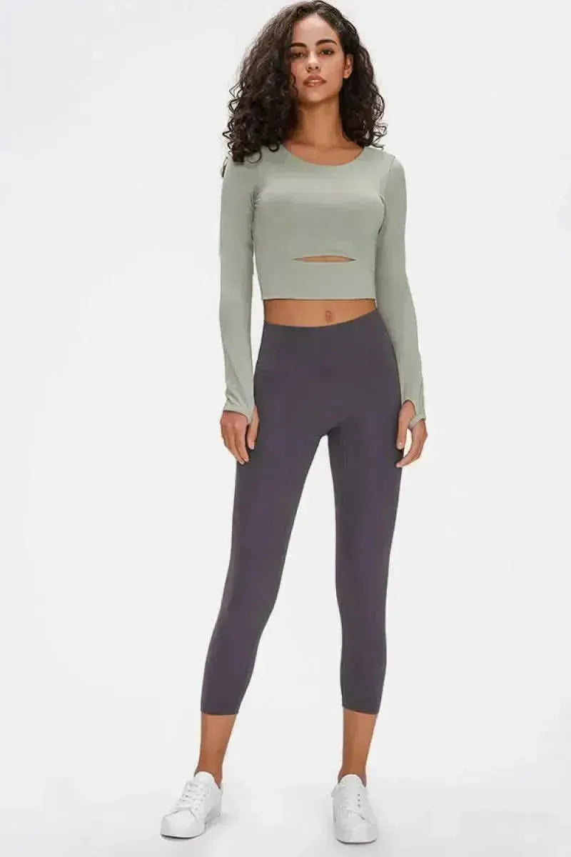Long Sleeve Cropped Top With Sports Strap - Bad Moms Club