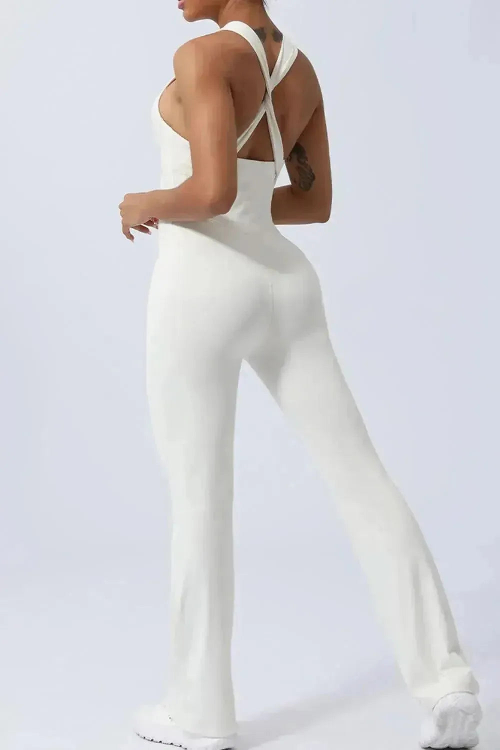 Crisscross Wide Strap Sleeveless Jumpsuit - Bad Moms Club