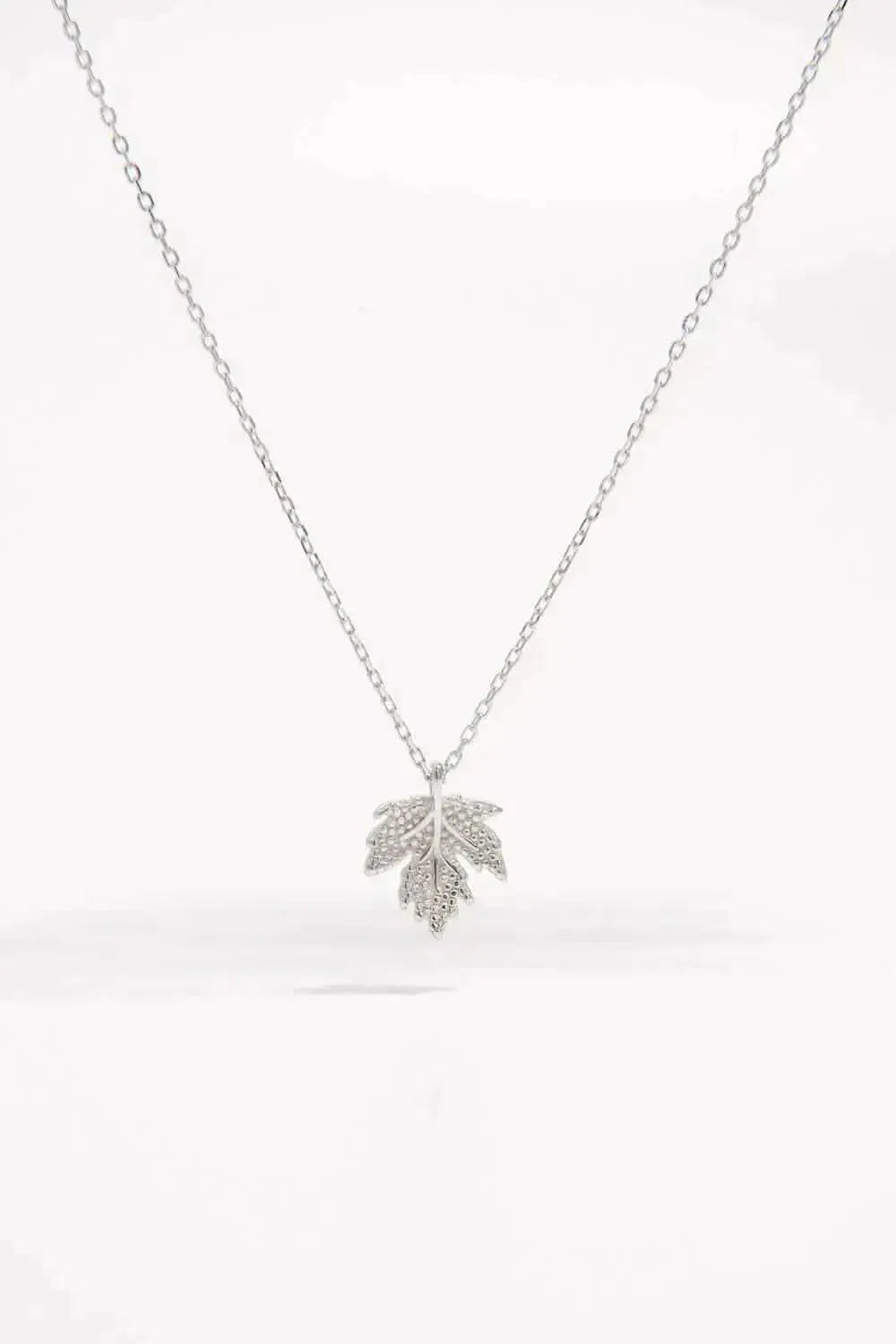 925 Sterling Silver Zircon Maple Leaf Necklace - Bad Moms Club